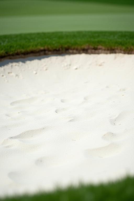 A perfectly manicured sand bunker on the course
